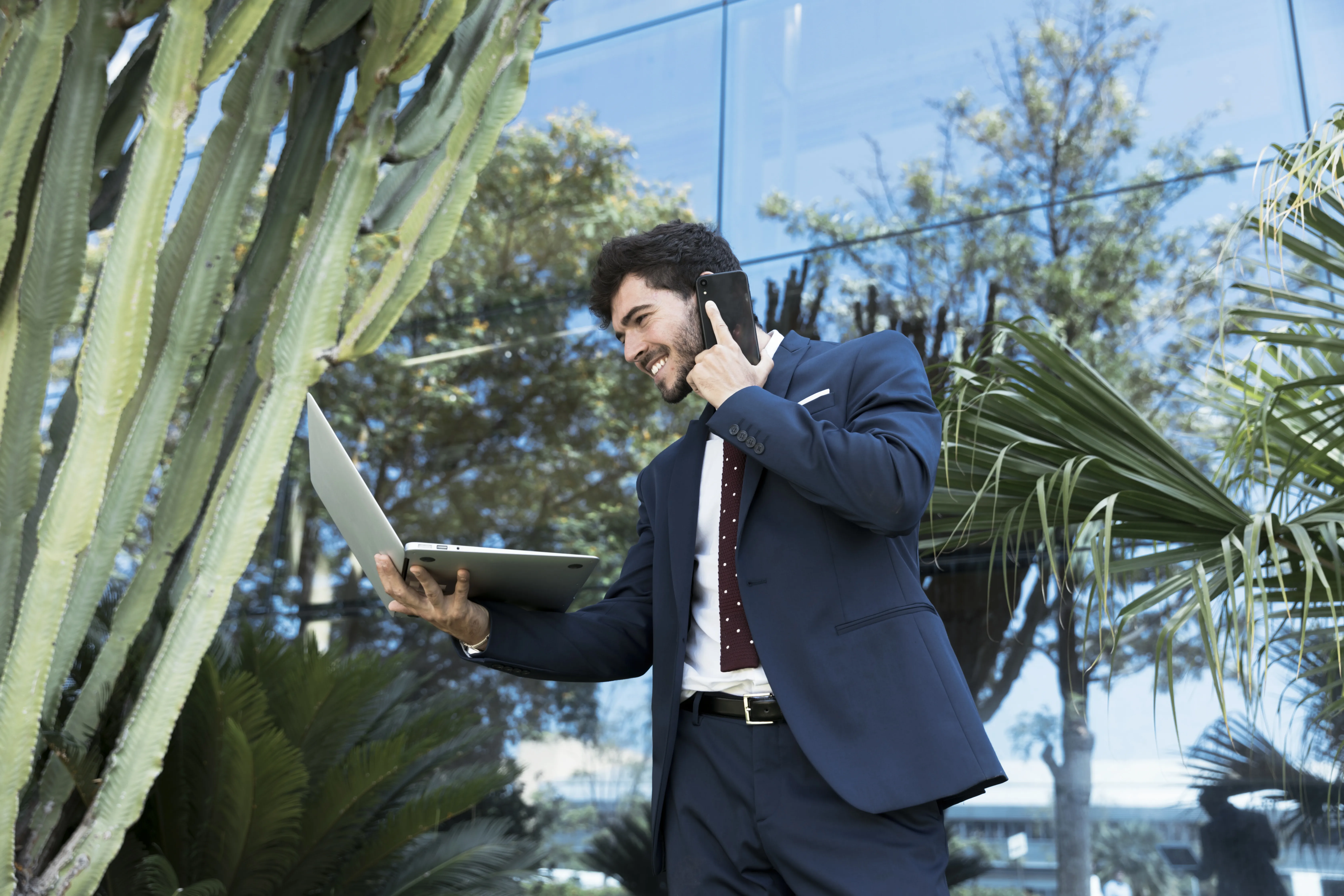 Employee managing tasks and communication at work