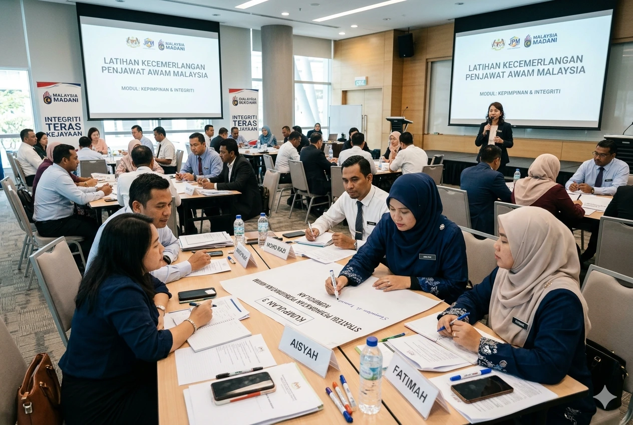 peserta kursus penjawat awam menjalani latihan fizikal di malaysia