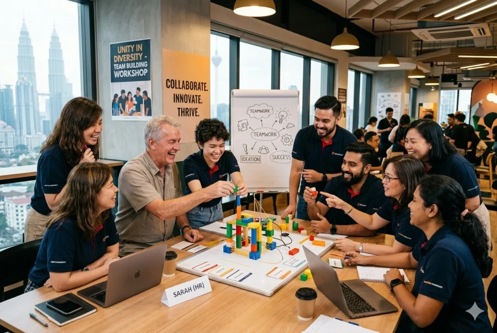 team building organisasi aktiviti kerjasama pasukan antara generasi di tempat kerja